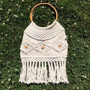 🌸HOST PICK🌸Macrame Wooden Handle Cotton Bag